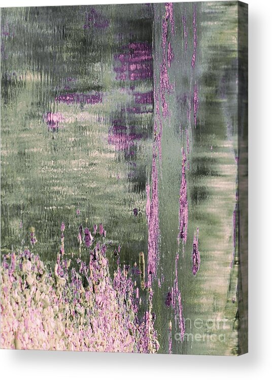 Abstract Acrylic Print featuring the digital art Green and Pink Impressions by Patty Vicknair