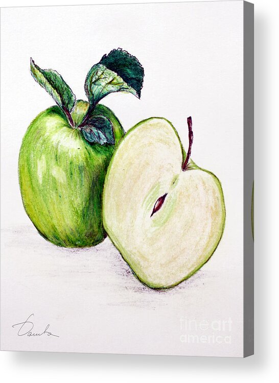 Green Apple Acrylic Print featuring the painting Green apple by Danuta Bennett