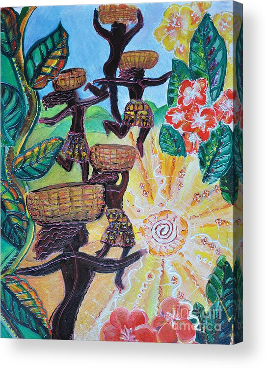 Figures Acrylic Print featuring the painting Haiti Reaquake by Shelley Myers