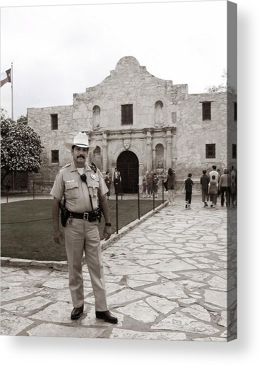 The Alamo Acrylic Print featuring the photograph He Guards the Alamo by Lorraine Devon Wilke