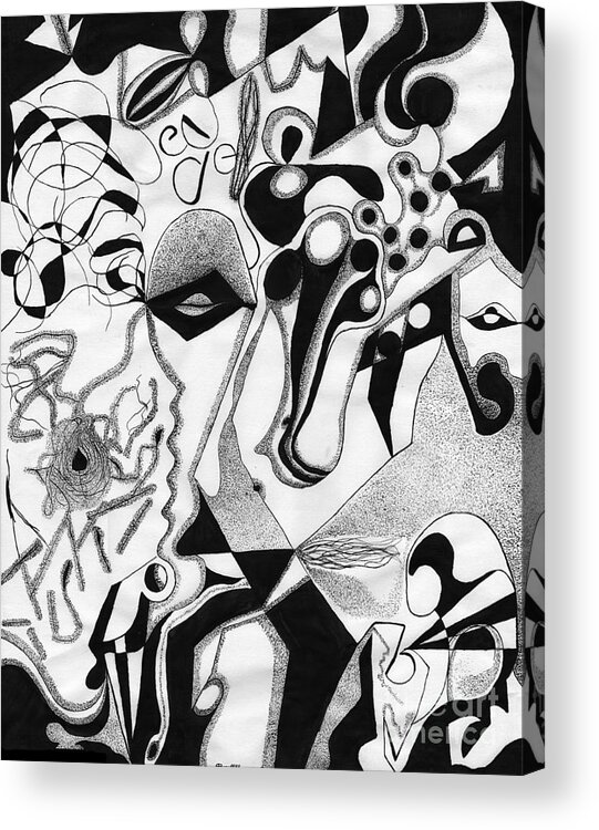 Abstract Drawings Acrylic Print featuring the drawing Ink Drawing 2 by Christine Perry