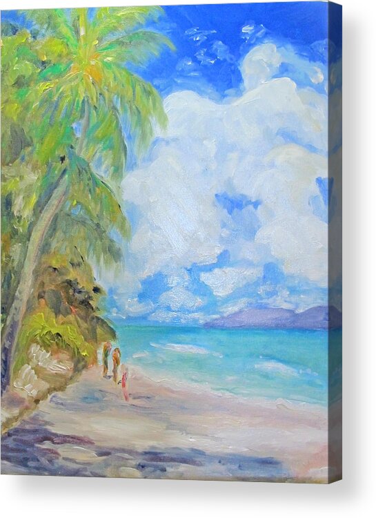 Beach Scene Acrylic Print featuring the painting Island Beach by Barbara Anna Knauf