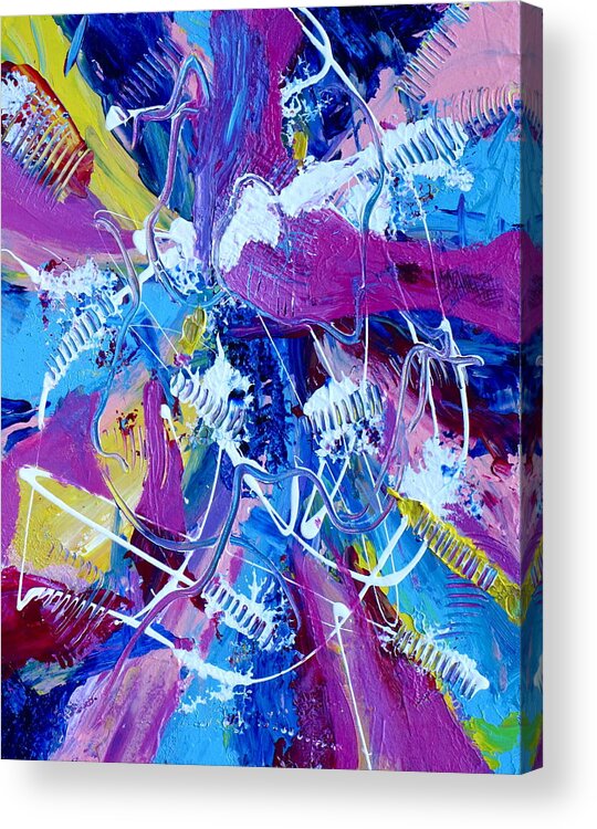 Abstract Acrylic Painting Acrylic Print featuring the painting Love of Color by Lori Miller