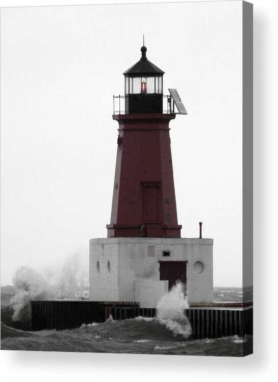 Muted Acrylic Print featuring the photograph Muted Menominee Lighthouse by Mark J Seefeldt