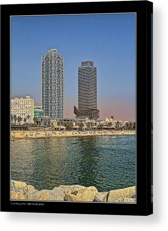 Barcelona Acrylic Print featuring the photograph Olympic harbor towers by Pedro L Gili