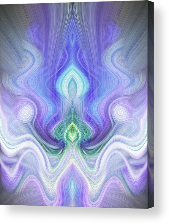 Abstract Acrylic Print featuring the digital art Petition in Blue by Linda Phelps