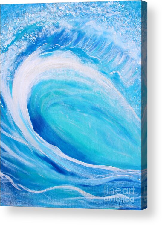 Wave Acrylic Print featuring the painting Pipeline by Stacey Zimmerman