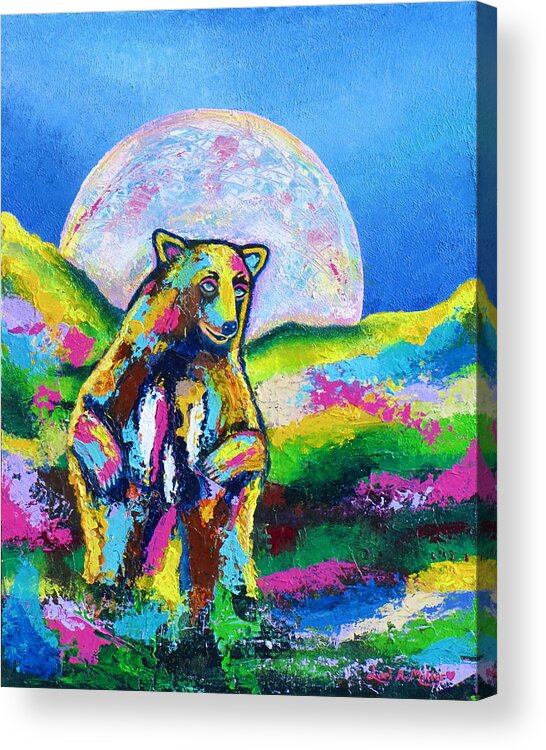 Bear Acrylic Print featuring the painting Psychedelic Bear by Lori Miller