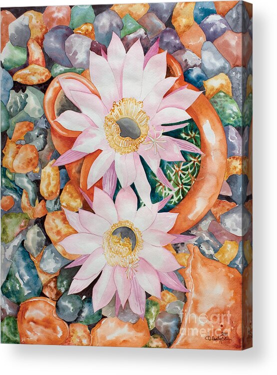 Flower Acrylic Print featuring the painting Queen of the Night II by Kandyce Waltensperger