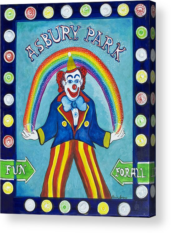Asbury Park Acrylic Print featuring the painting Rainbow Billy by Patricia Arroyo
