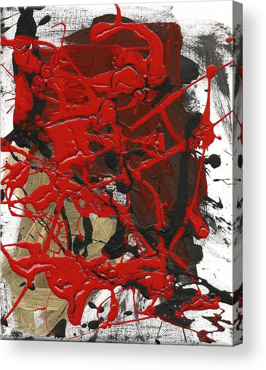  Acrylic Print featuring the painting Red Black and Gold July 27 2012 Series Number 2   04 by Gustavo Ramirez