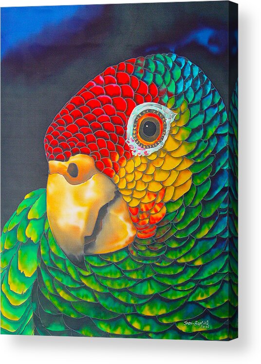 Amazon Parrot Acrylic Print featuring the painting Red Lored Parrot by Daniel Jean-Baptiste