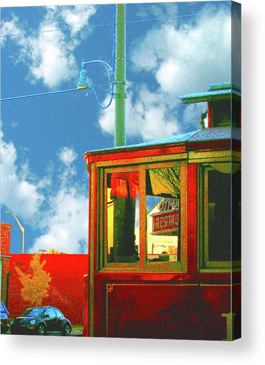 Red Trolley Acrylic Print featuring the digital art Red Trolley by Lizi Beard-Ward