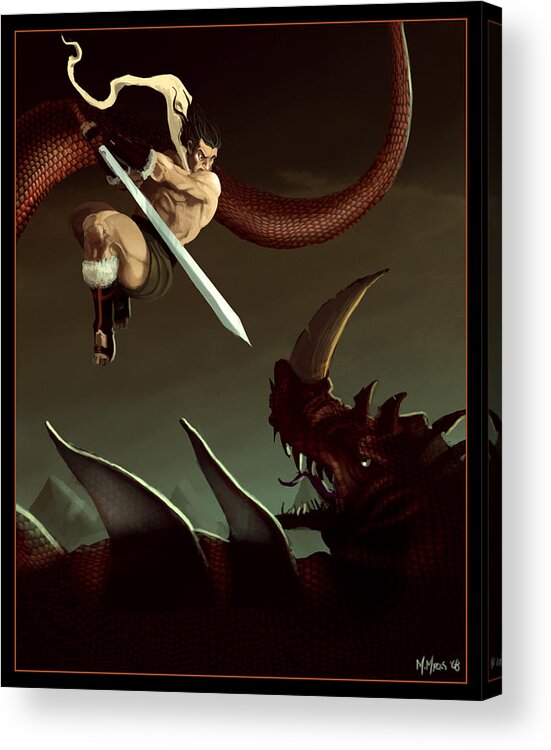 Dragon Acrylic Print featuring the digital art Slay the Dragon by Michael Myers