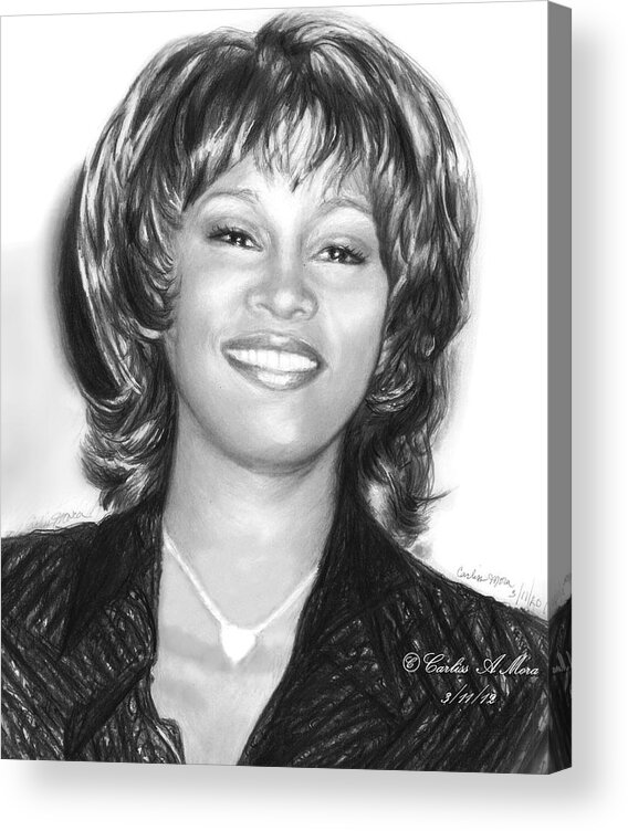 Whitney Houston Acrylic Print featuring the drawing Sparkling Whitney by Carliss Mora