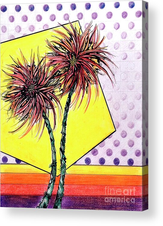 Lilies Acrylic Print featuring the drawing Spider Lilies by Danielle Scott