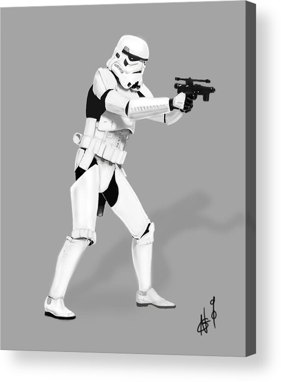 Storm Trooper Acrylic Print featuring the digital art Storm Trooper Digital Drawing by Nicholas Grunas