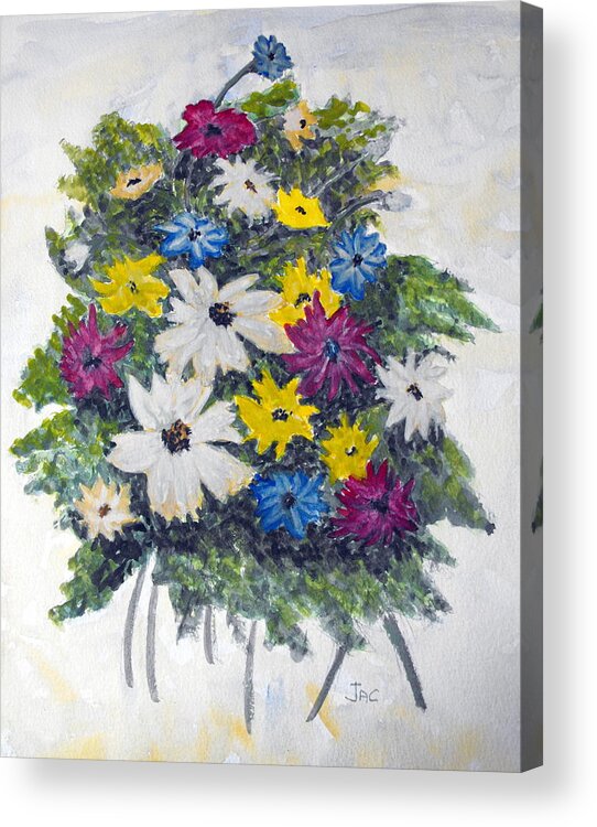 Watercolour Acrylic Print featuring the painting Summer Bouquet by Jacqui Kilcoyne