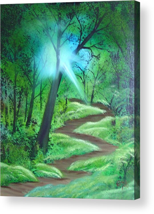 Painting Acrylic Print featuring the painting Sunlight in the Forest by Charles and Melisa Morrison