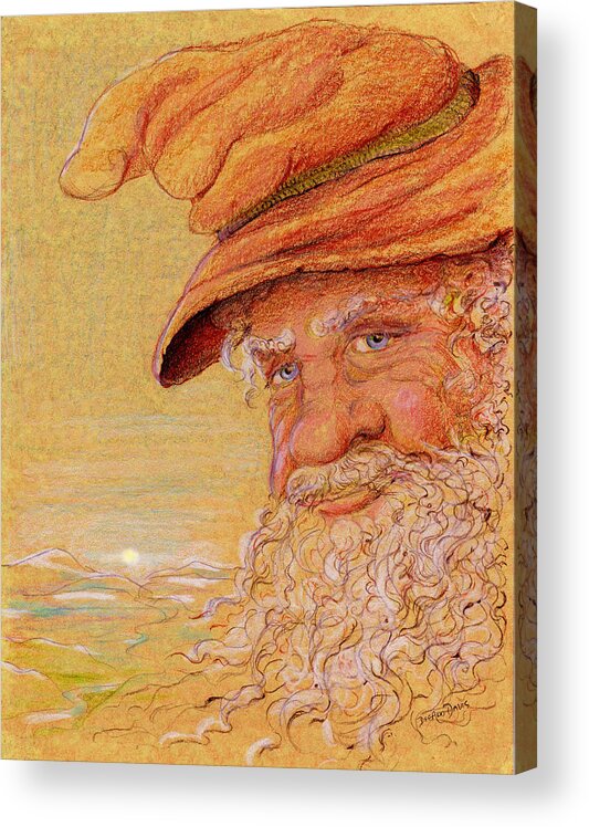Old Man Acrylic Print featuring the drawing The Mountain Wizard by Dee Davis