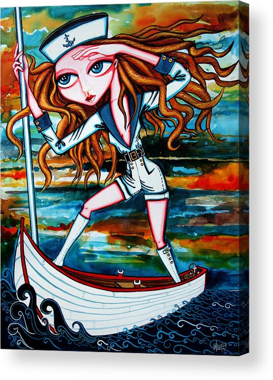 Girl Acrylic Print featuring the painting The Voyager by Leanne Wilkes