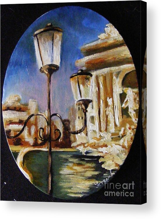 Rome Acrylic Print featuring the painting Trevi Fountain by Karen Ferrand Carroll
