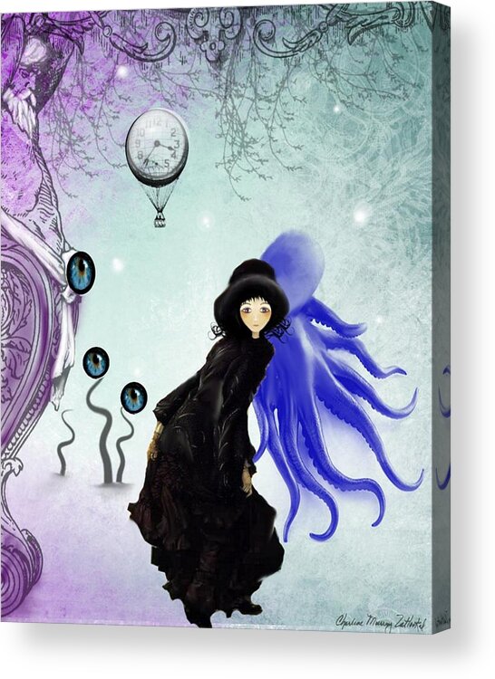 Steampunk Acrylic Print featuring the digital art Watching You by Charlene Zatloukal