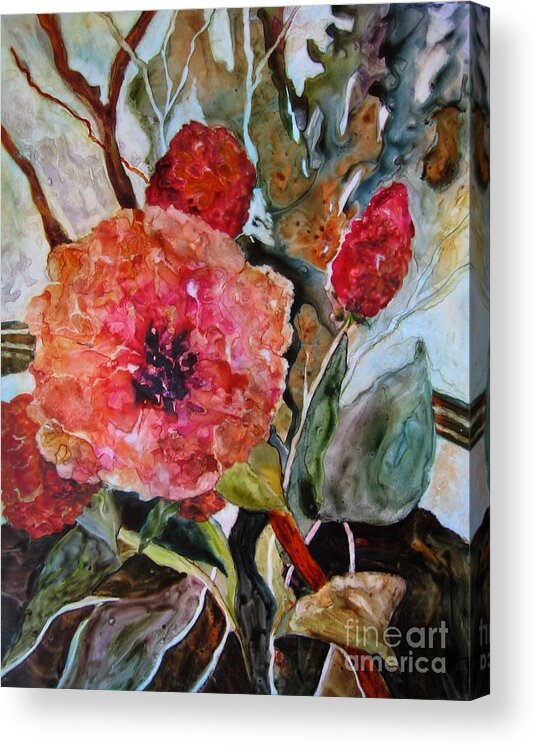 Floral Acrylic Print featuring the painting Yupo Floral by Vicki Brevell