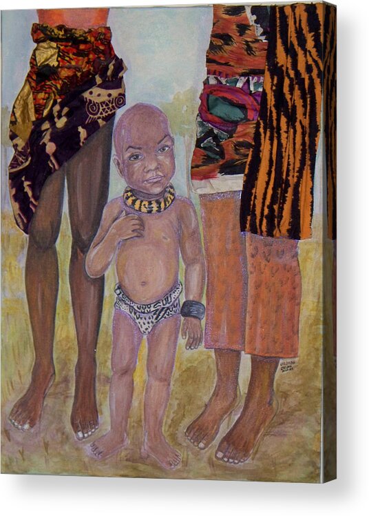 Child Acrylic Print featuring the painting Afrik Boy by Brenda Dulan Moore