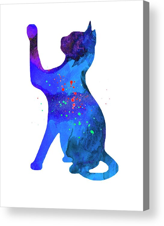 Cat Watercolor Silhouette Painting Acrylic Print by Donald Erickson - Fine  Art America