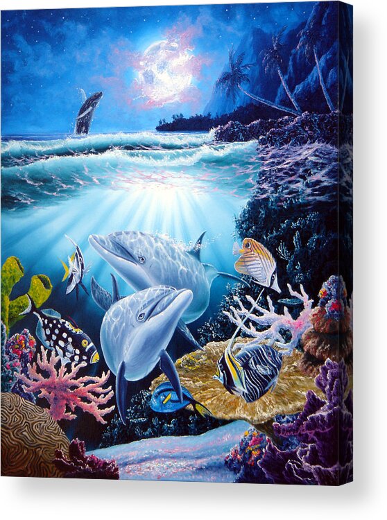 Dolphin Acrylic Print featuring the painting Dolphin Dream #1 by Daniel Bergren
