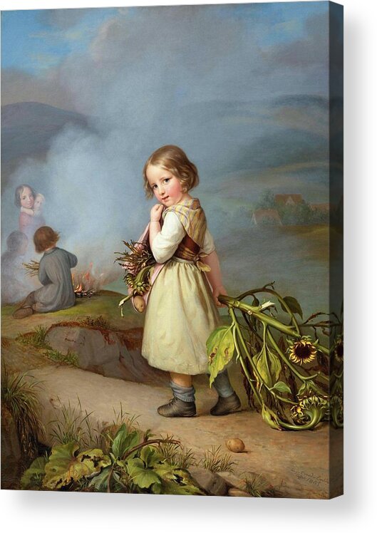 Embde Acrylic Print featuring the painting Girl on her way to cooking potatoes in the fire #1 by MotionAge Designs