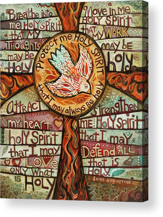 Jen Norton Acrylic Print featuring the painting Holy Spirit Prayer by St. Augustine by Jen Norton
