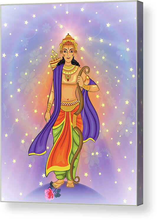 Symbolic Digital Art Acrylic Print featuring the digital art Kartikeya #1 by Harald Dastis