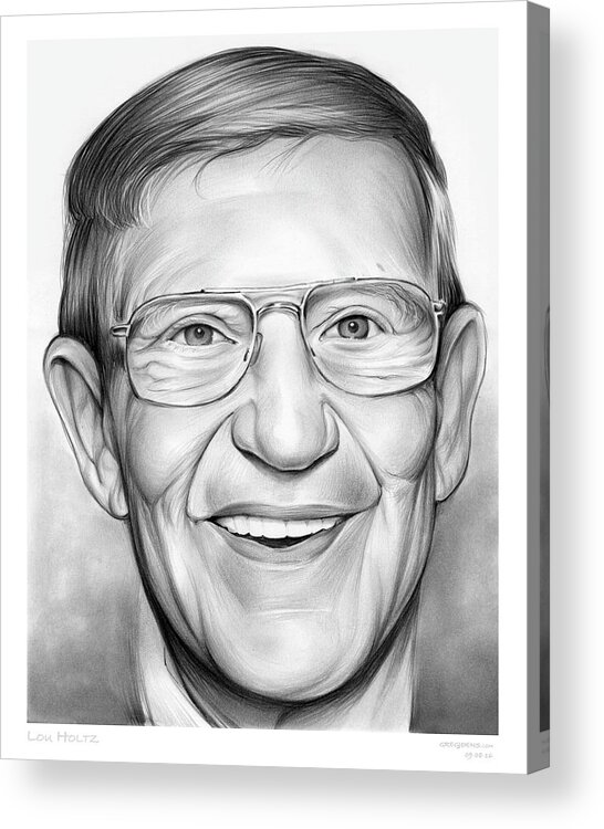 Lou Holtz Acrylic Print featuring the drawing Lou Holtz #1 by Greg Joens