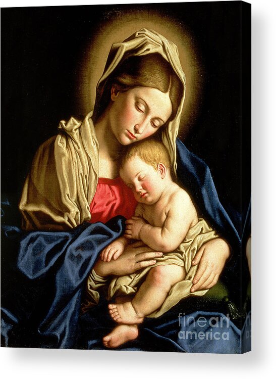 Mary Acrylic Print featuring the painting Madonna and Child by Il Sassoferrato
