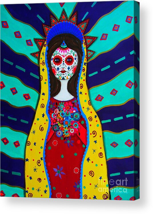 Mexican Acrylic Print featuring the painting Our Lady Of Guadalupe #1 by Pristine Cartera Turkus