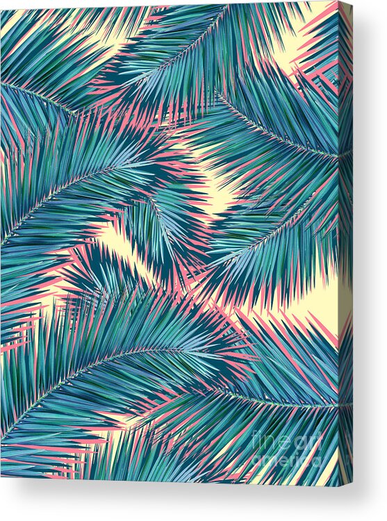 Tropical Leaves. Nature Design Acrylic Print featuring the digital art Exotic Summer tropical plant by Mark Ashkenazi