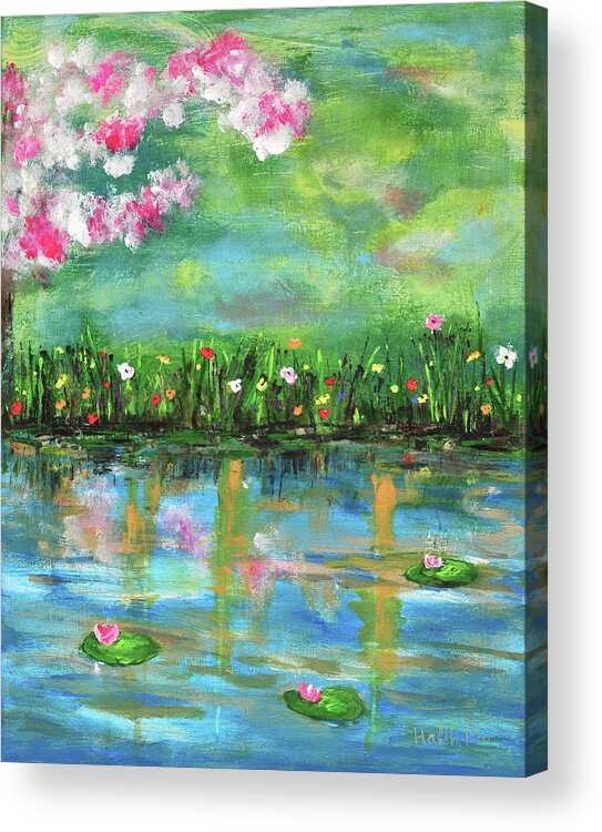 Halehlandscape Acrylic Print featuring the painting Reflections Of Spring #1 by Haleh Mahbod