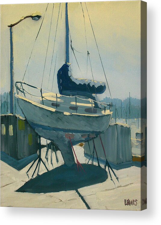 Marina Acrylic Print featuring the painting Rumors #1 by Robert Lewis