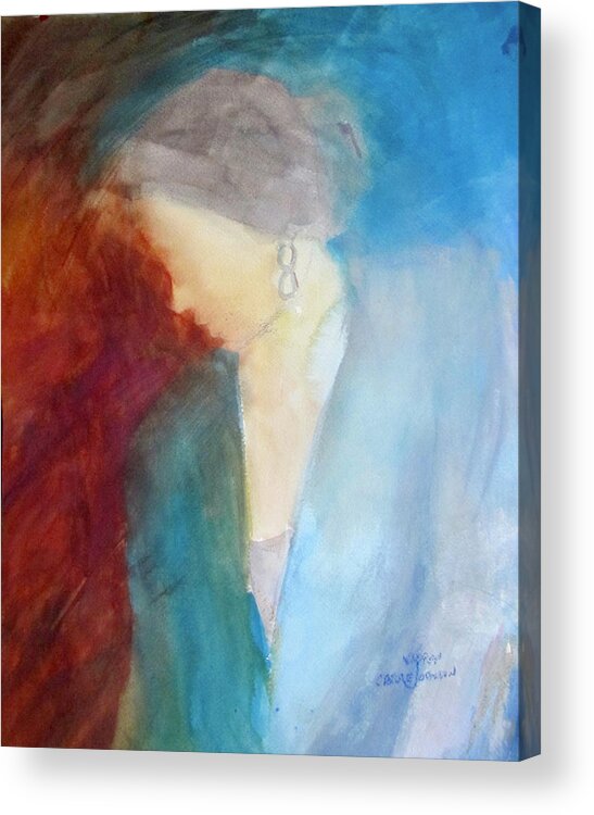 Blue Acrylic Print featuring the painting Sarah's Blue Suit #1 by Carole Johnson