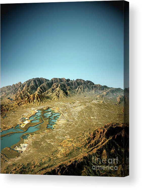 Silicon Valley Acrylic Print featuring the digital art Silicon Valley 3D View West To East Natural Color #1 by Frank Ramspott