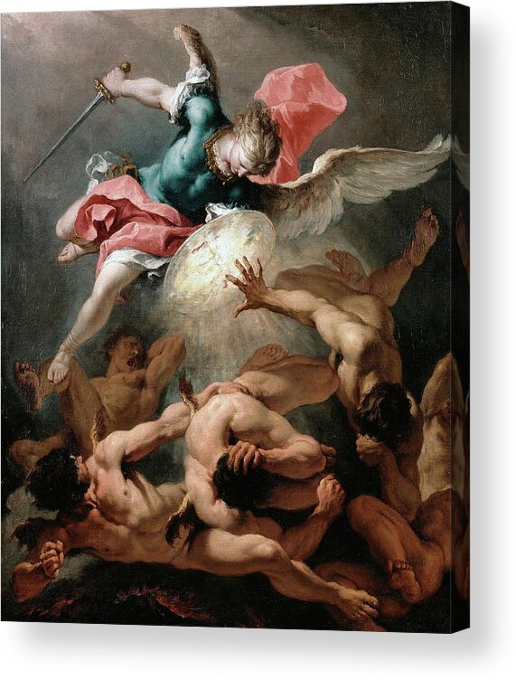 Sebastiano Ricci Acrylic Print featuring the painting The Fall Of The Rebel Angels by Troy Caperton