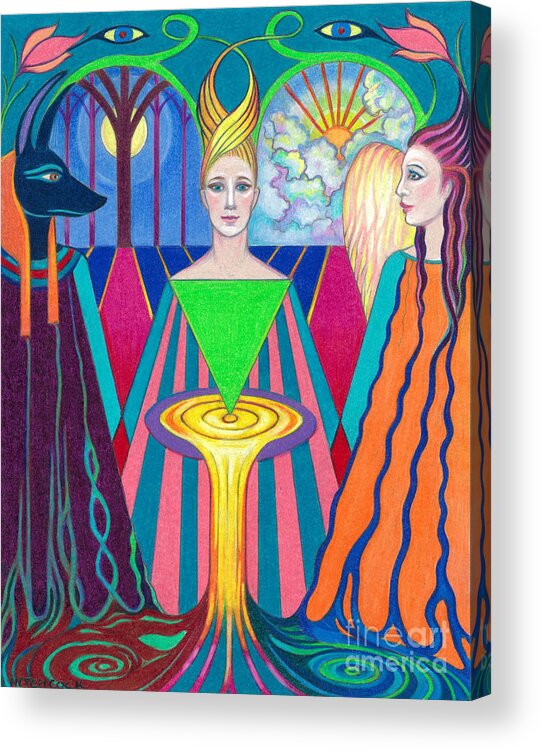 Spiritual Acrylic Print featuring the drawing The Oracle by Debra Hitchcock