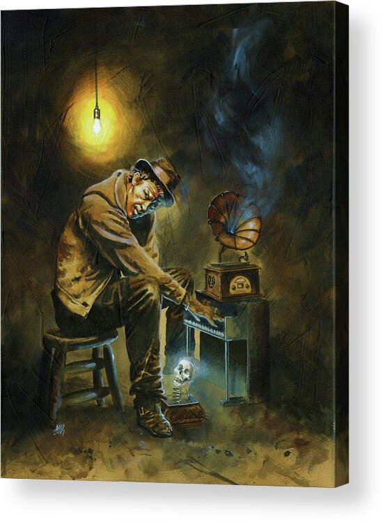 Tom Waits Acrylic Print featuring the painting Tom Waits #1 by Ken Meyer jr