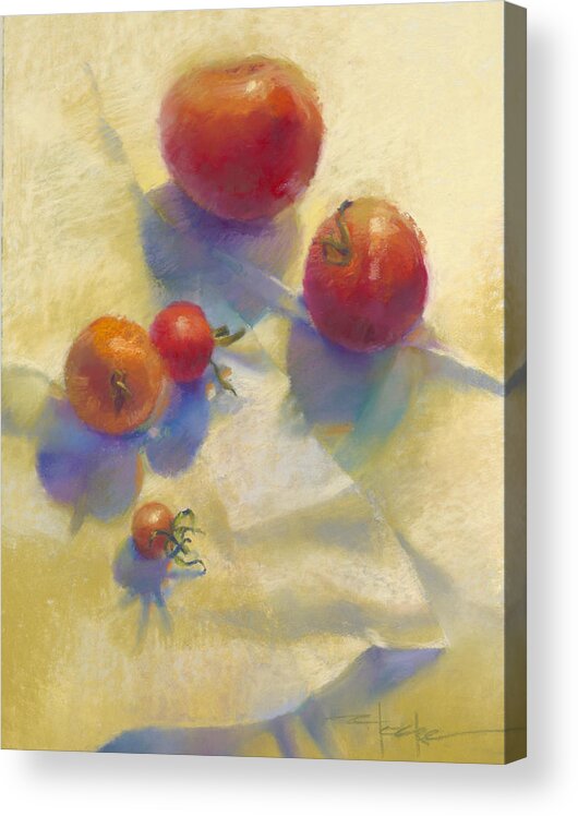 Tomatoes Acrylic Print featuring the painting Tomato Blues by Cathy Locke