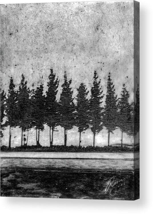Tree Acrylic Print featuring the mixed media Tree Road #1 by Roseanne Jones