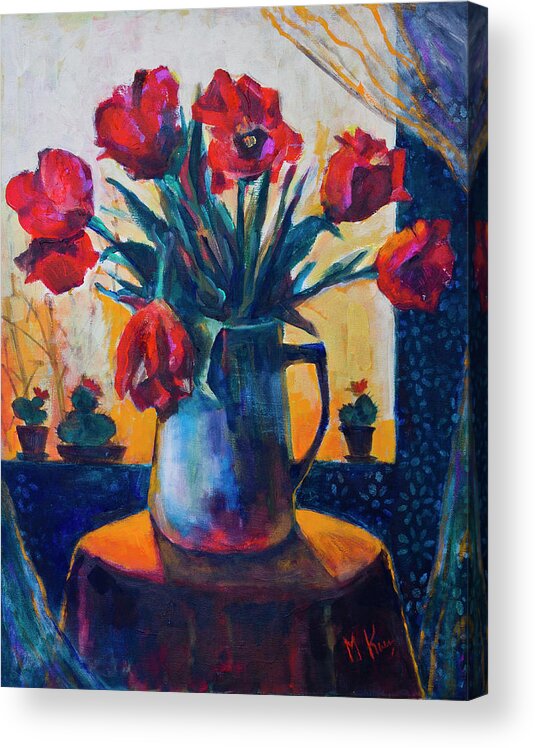  Acrylic Print featuring the painting Tulips and cacti #1 by Maxim Komissarchik