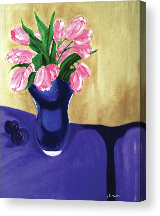 Flowers Acrylic Print featuring the painting Tulips #1 by Gloria Dietz-Kiebron