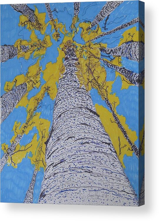 Abstract Birch Acrylic Print featuring the mixed media Up At Birch #1 by James SheppardIII